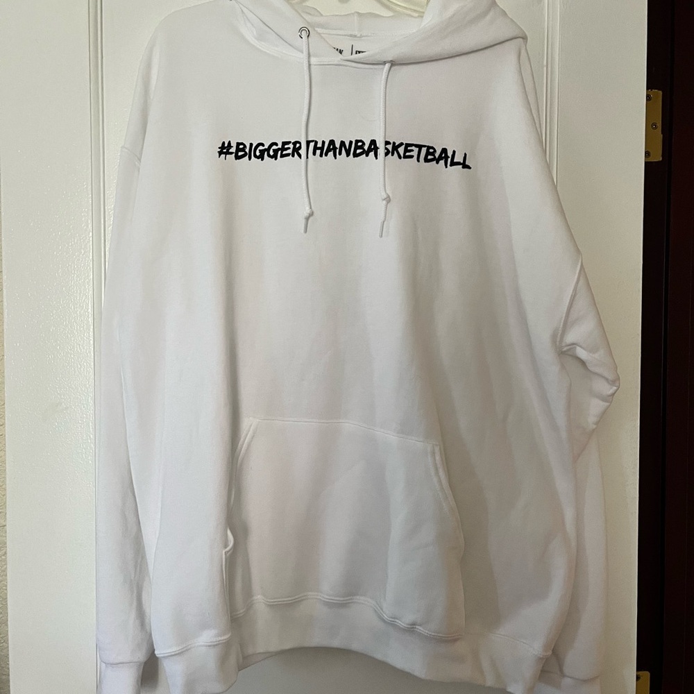 White Hoodie with Black Text